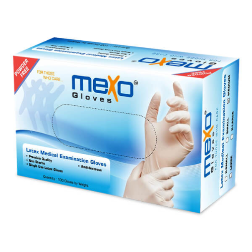 Mexo Powder Free Latex Medical Examination Gloves M 100 Pieces