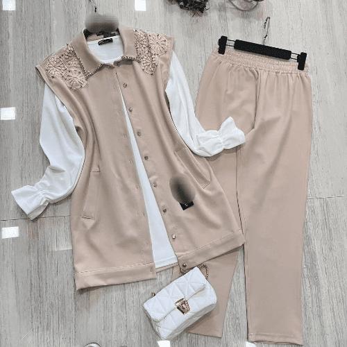 Lady Clothing Set (3) Pieces - Beige