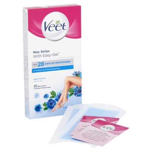 Veet Easy-Gel Wax Strips Body & Legs Sensitive Skin 20 Pieces