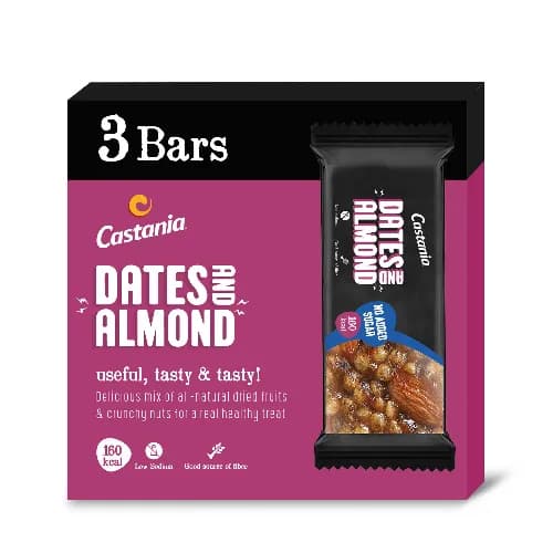 Castania Dates & Almonds No Added Sugar Bar 3x38G