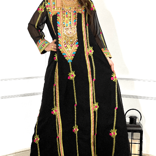 569 Embroided Jalabya - Black