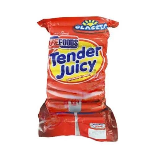 Pure Foods Tender Juicy Beef Franks 500G