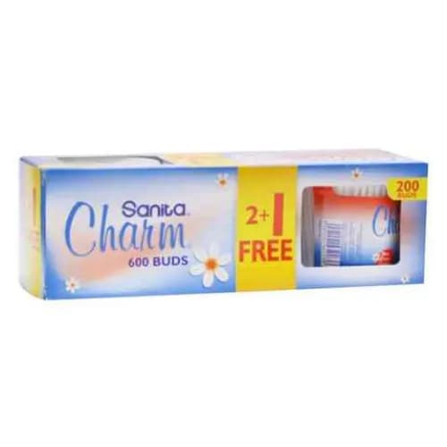 Sanita Charm Cotton Buds 200 Pieces x Pack of 3