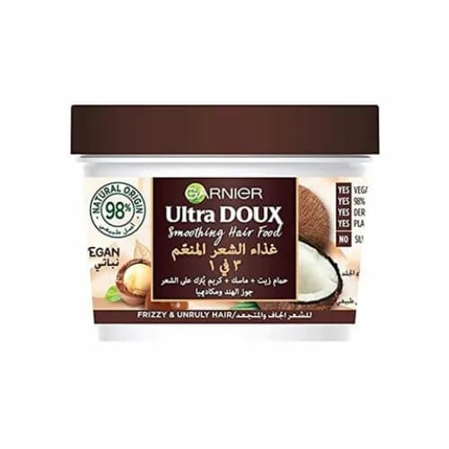 Garnier Ultimate Blends 3In1 Mask Smoothing Hair Food Coconut & Macadamia 390ml