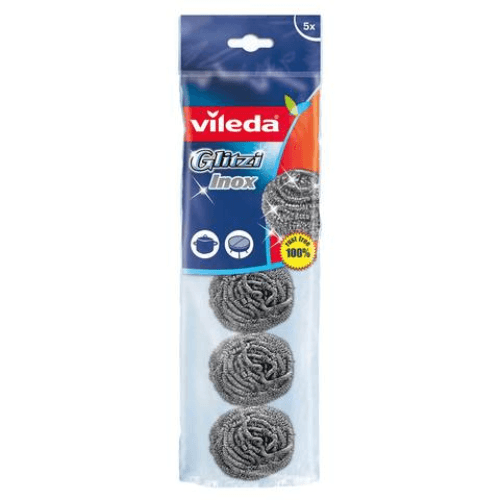 Vileda Inox Dish Washing Metallic Staineless Steel Spiral Scourer 5'S