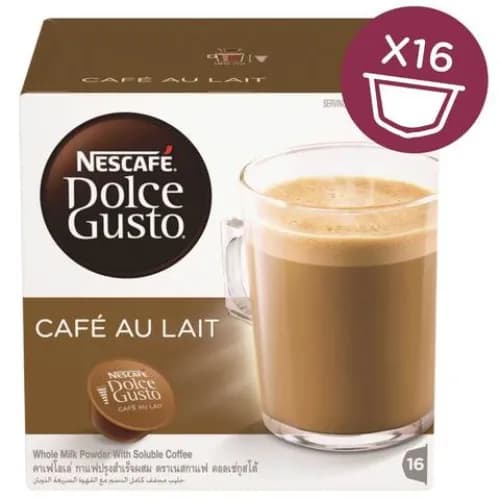 Nescafe Dolce Gusto Cafe Au Lait Coffee Capsules (16 Capsules, 16 Cups)