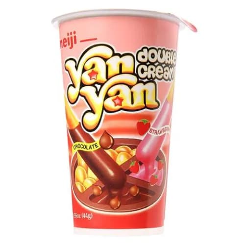 Meiji Yan Yan Biscuits Double Cream Dip Chocolate And Strawberry 44g