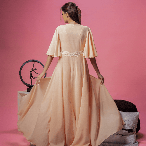 527 Nighty Set Long 2 Pieces - Light Orange
