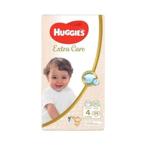 Huggies Diapers Extra Care Jumbo Pack Size 4 8-14Kg 68 Count