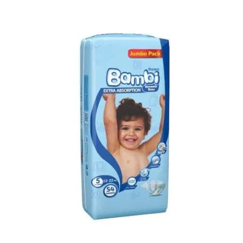 Bambi Baby Diapers Jumbo Pack Size 5 Extra Large, 13-25kg, 54's