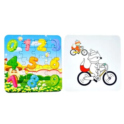 2 In 1 Numbers Puzzle And Drawing Board For Coloring Size 14 X 14 Cm - 13322