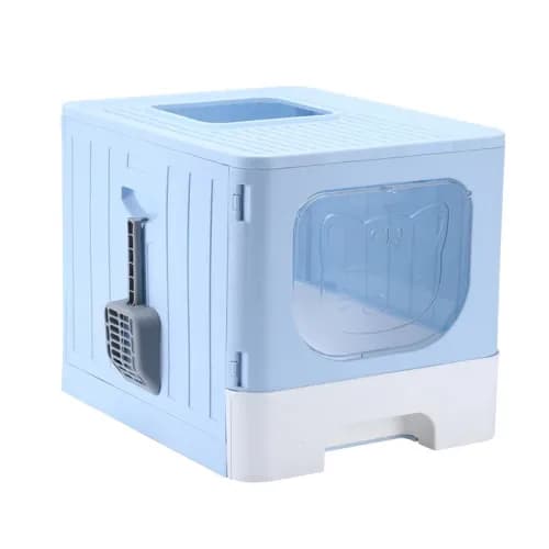 Besky Cat Litter Box With a Cat Face Flip Door With Scoop