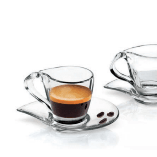 HAPPY ESPRESSO COFFEE CUPS WITH SAUCERS SET OF 6 PCS