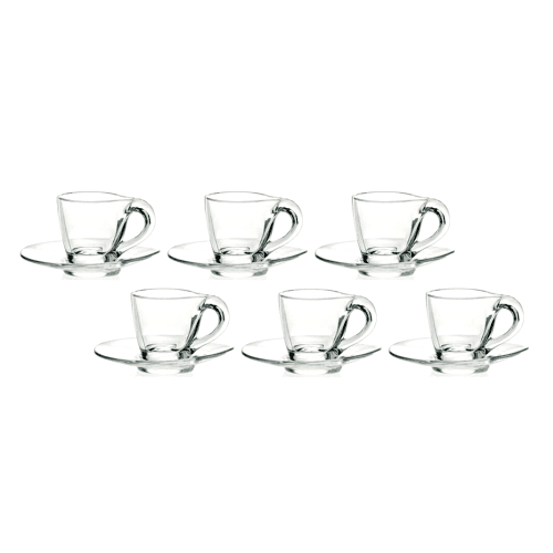 HAPPY ESPRESSO COFFEE CUPS WITH SAUCERS SET OF 6 PCS