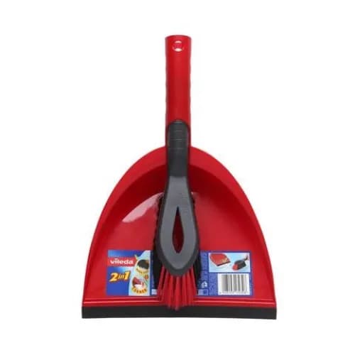 Vileda 2In1 Dustpan And Brush Set Pack Of 2 Red And Black