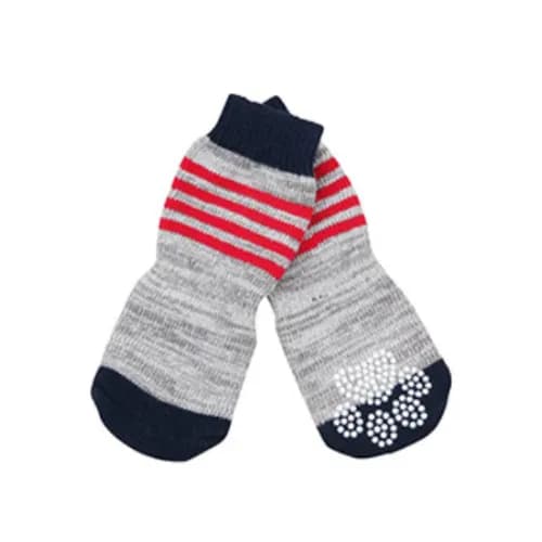 Pawise Anti Slip Socks-Stripes 4Pk L