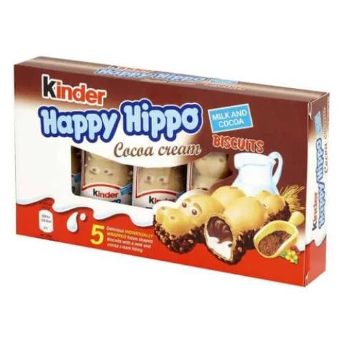 Kinder Happy Hippo Milk And Cocoa Cream Biscuits T5 103g