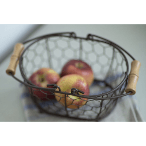Provence Small Oval Basket In Rustic Brown Wireware 204x145x105 6