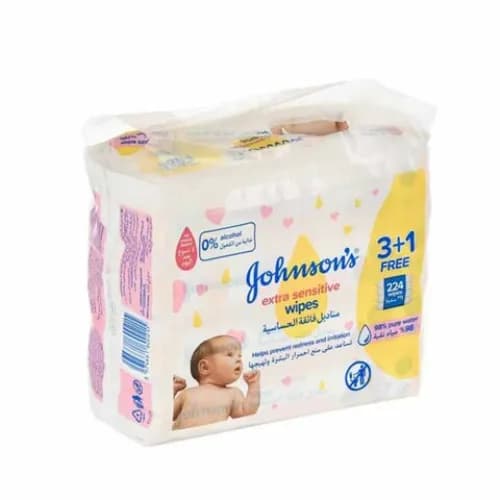 Johnson's & Johnson's Extra Sensitive Baby Wipes 56 Count x Pack Of 4