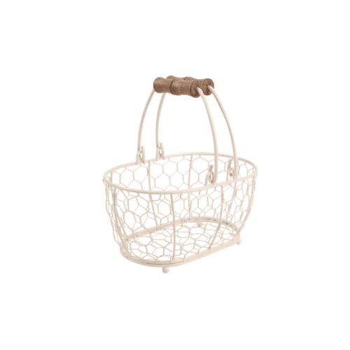Provence Small Oval Basket In Cream Wireware 204x145x105 6