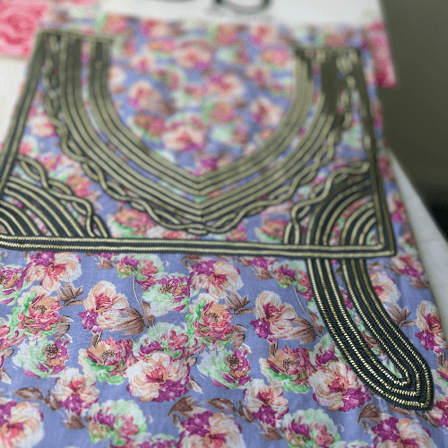  Embroidered cotton jalabiya fabric