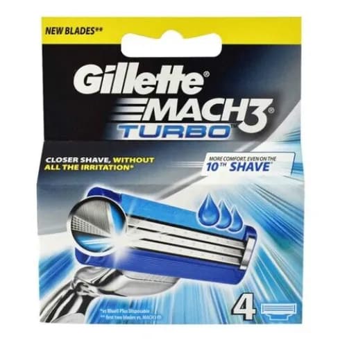 Gillette Mach3 Turbo Men's Razor Blade Refills 4 Count