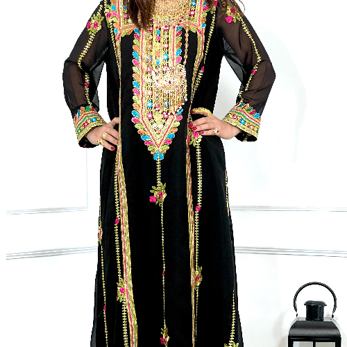 569 Embroided Jalabya - Black