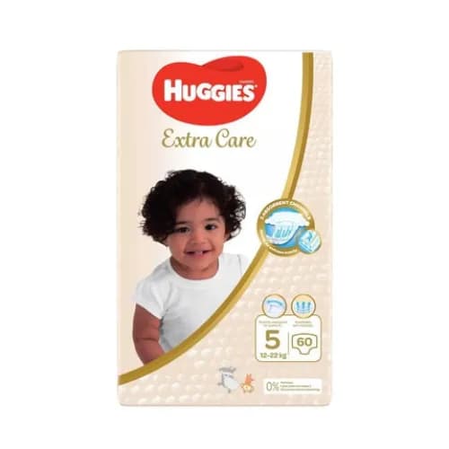 Huggies Diapers Extra Care Jumbo Pack Size 5 12-22Kg 60 Count