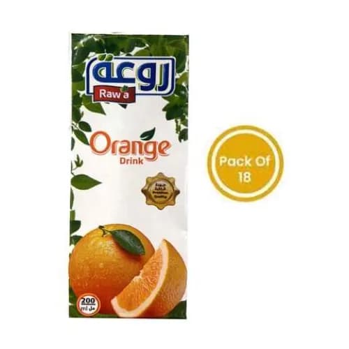 Raw'A Break Time Juice Drink Orange 200ml x Pack of 18