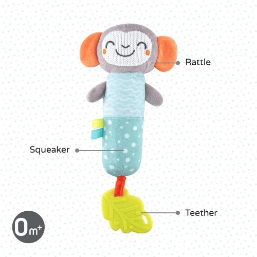 Moon - Jungle Friends Soft Rattle Toy ( Monkey)