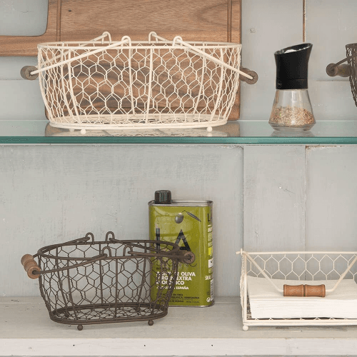 Provence Medium Oval Basket In Cream Wireware 295x215x127 6