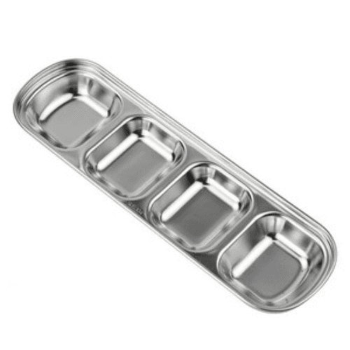 Silver Square Korean Style Plate With 4 Compartments /13-R016