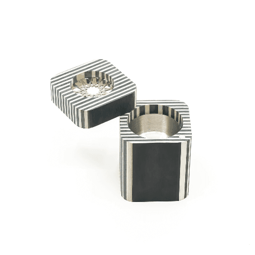 Mini Striped Incense Burner Black and beige