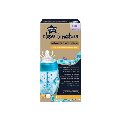 Tommee Tippee Advanced Anti-Colic Feeding Bottle, 260Ml X1 (Boy)