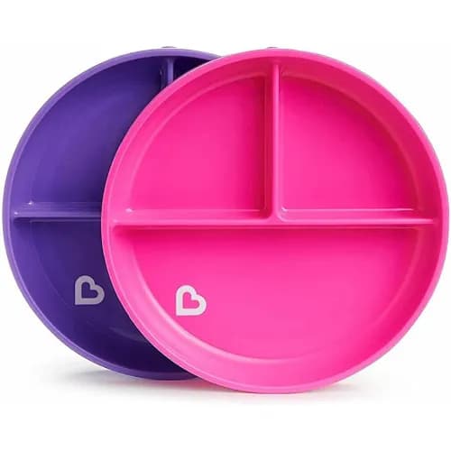 Munchkin Stay Put Suction Plates - Pack Of 2 (Pink/Purple)