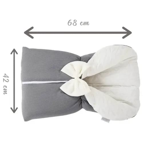 White & Grey Sleeping Bag - Grey W/Bow (White)