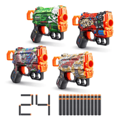 X-Shot Skins Menace Dart Blasters (4 Pieces)
