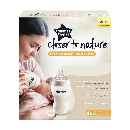 Tommee Tippee Closer To Nature Feeding Bottle, 340Ml X 2 (Clear)