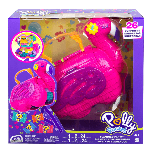 Polly Pocket Flamingo Party Large Compact Playset With 26 Surprises
