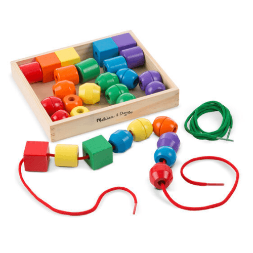 Melissa & Doug Primary Lacing Beads Educational Toy (30 Wooden Beads)