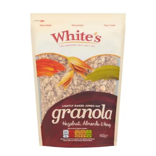 White Granola Hazelnuts, Almond & Honey 450g