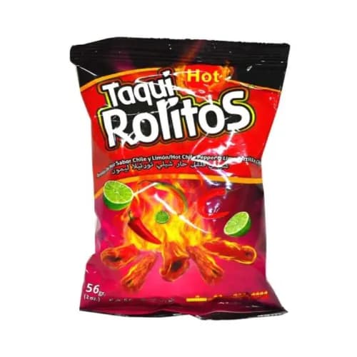 Taqui Rolitos Tortilla Chips Hot Chilli Pepper&Lime 56G