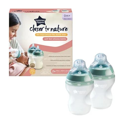 Tommee Tippee Closer To Nature Soft Feel Silicone Baby Bottles, 260Ml (Pack Of 2)