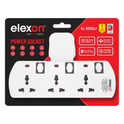 Elexon 3 Way Power Socket El5003J