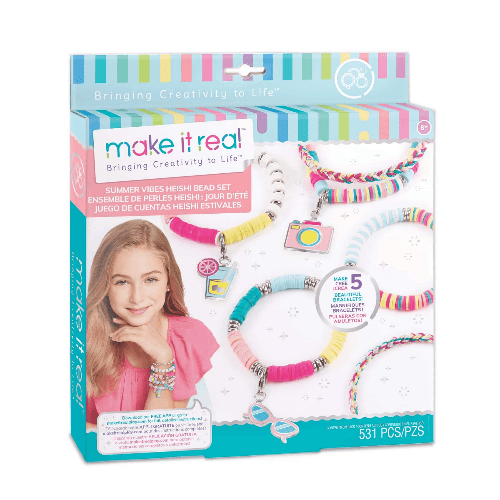 Make It Real Summer Vibes Heishi Bead DIY Bracelet Kit for 8+ Years 531Pcs