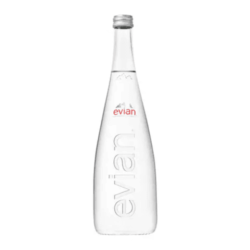 Evian Still Natural Mineral Water Glass Bottle 750Ml