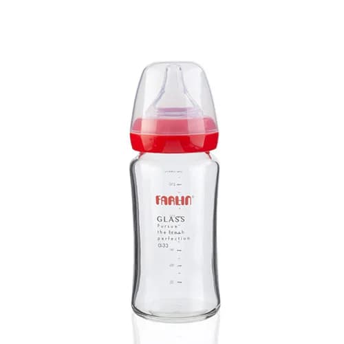 Farlin Wide Neck Glass Bottle Classic Red 240Ml - Ab32006