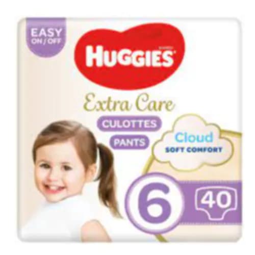 Huggies Extra Care Culottes, Size 6, 15 - 25 Kg, Jumbo Pack, 40 Diaper Pants