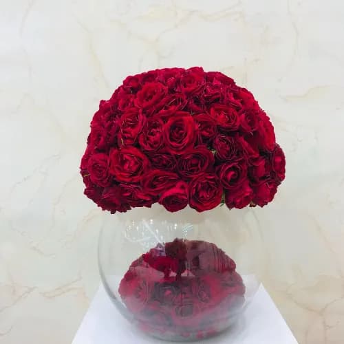 Red Round Vase