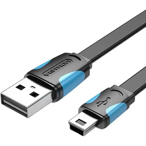 Vention Flat Usb2.0 A Male To Mini 5 Pin Male Cable 1M Black